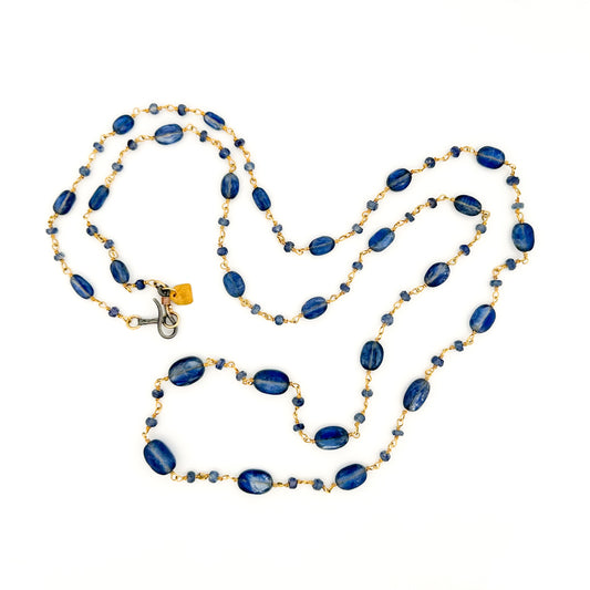 "Staccato" Necklace (Kyanite, Blue Sapphire, 18k Gold)