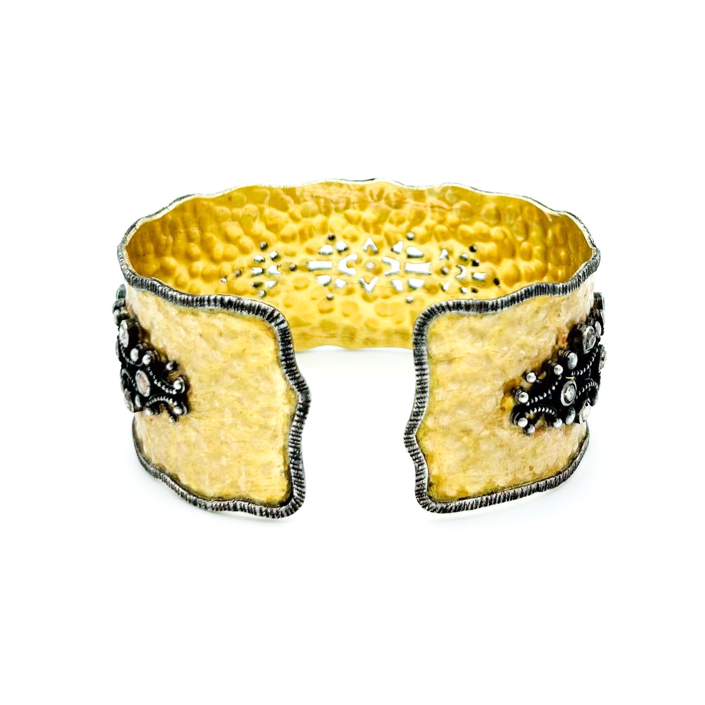 "Dubrovnik" Cuff Bracelet (Diamond, 22k Gold, Oxidized Sterling Silver)