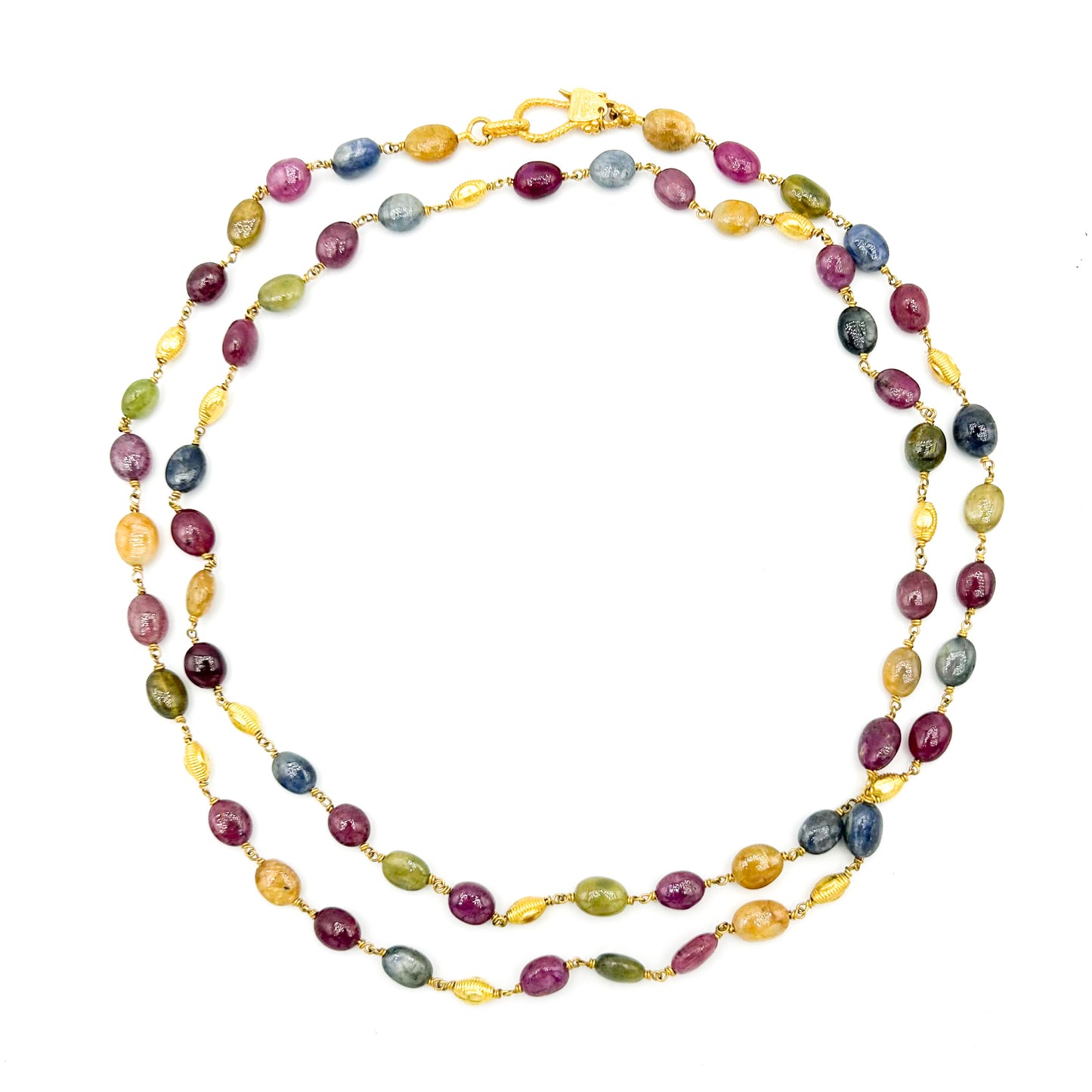 "Winona Bangkok" Necklace (Multicolored Sapphire, Ruby, 22k, 18k Gold)