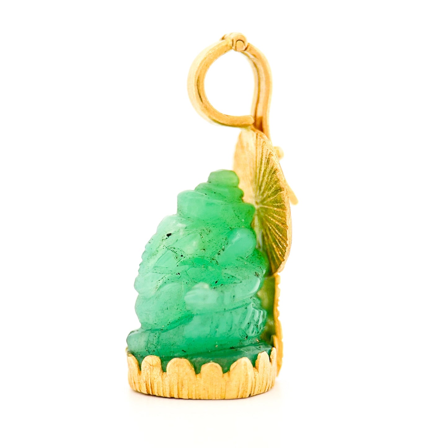 "Lotus Ganesha" Pendant (Chrysoprase, 22k, 18k Gold)