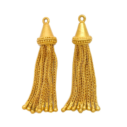 "Jezebel Tassel" Drops for Hook Earrings (Solid 22k Gold)
