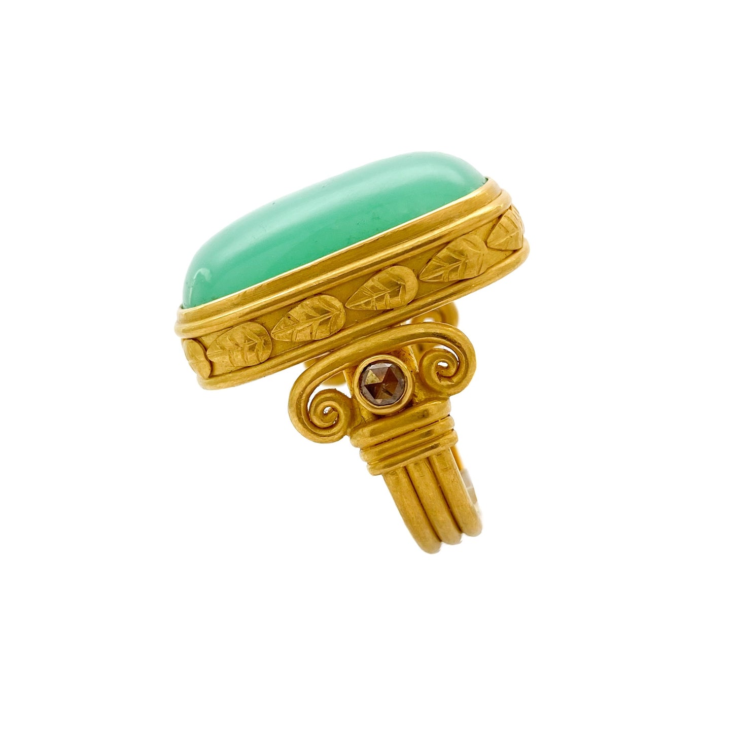 "Corinthia Column" Ring (Australian Chrysoprase Agate, 22k Gold)