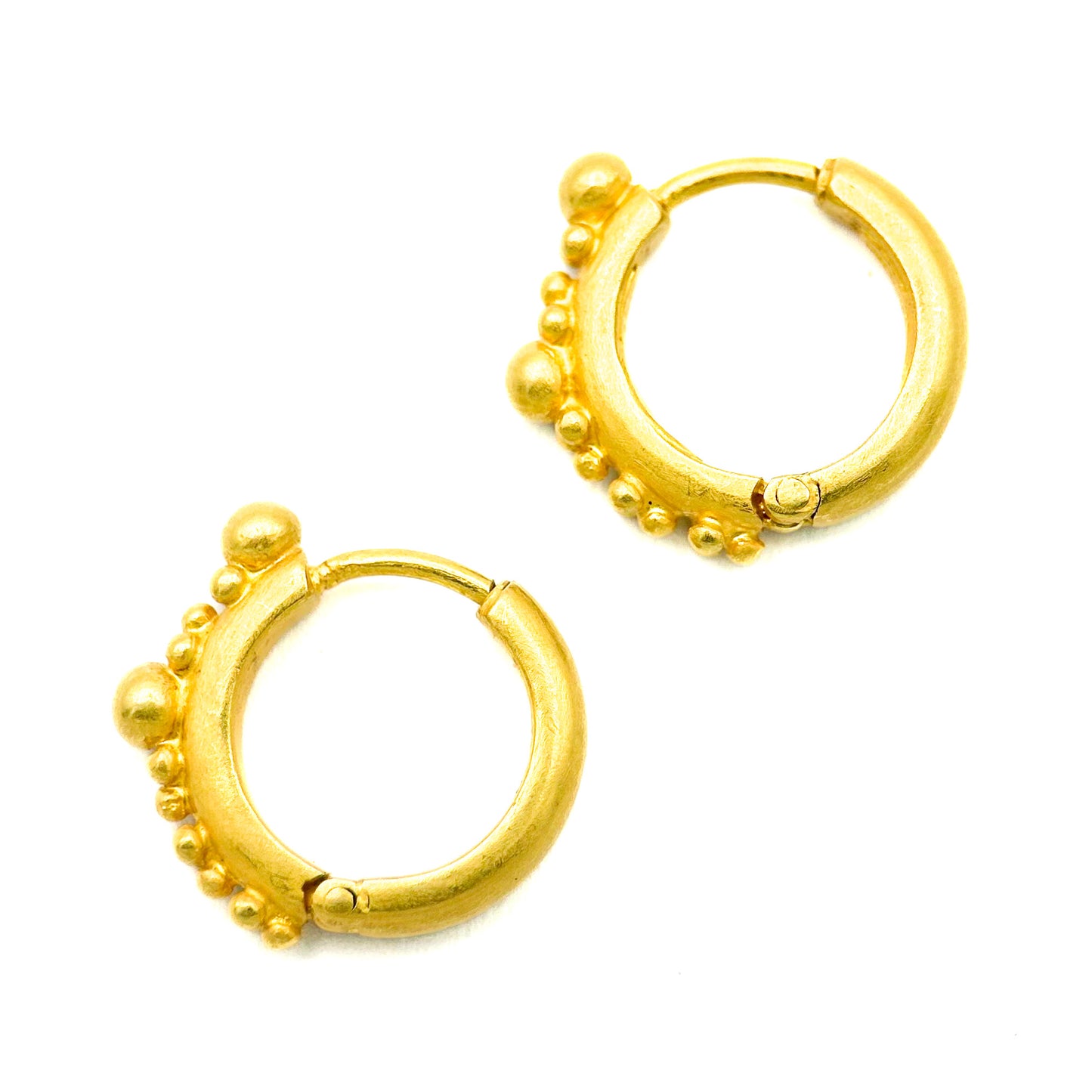 "Angela" Huggie Hoop Earrings (22k, 18k Gold)