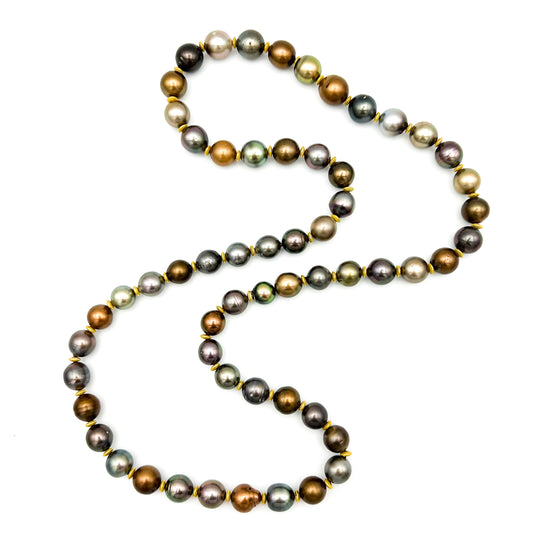 "Lorokidul" Pearl Necklace (Multicolor Tahitian Pearls with Mystery Clasp)