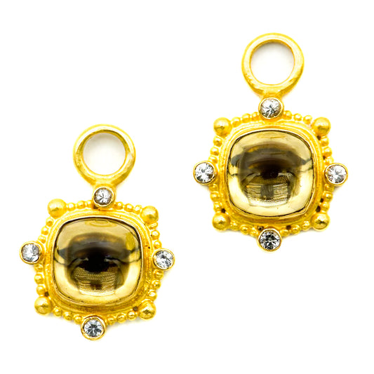 "Sardinia" Drops for Hoop Earrings (Golden Zircon, White Sapphire, 22k Gold)