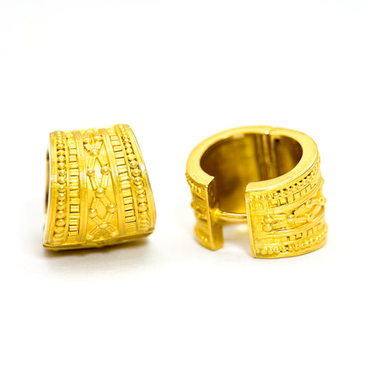 "Zanzibar" Huggie Cuff Hoop Earrings (22k, 18k Gold)
