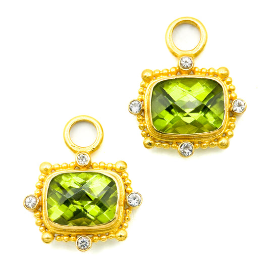 "Sardinia" Drops for Hoop Earrings (Peridot, White Sapphire, 22k, 18k Gold)