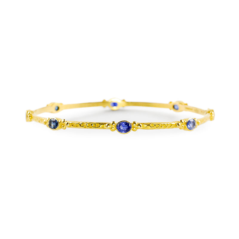"Oman" Bangle Bracelet (Blue Sapphire, 18k, 22k Gold) SOLD OUT--MAY ORDER