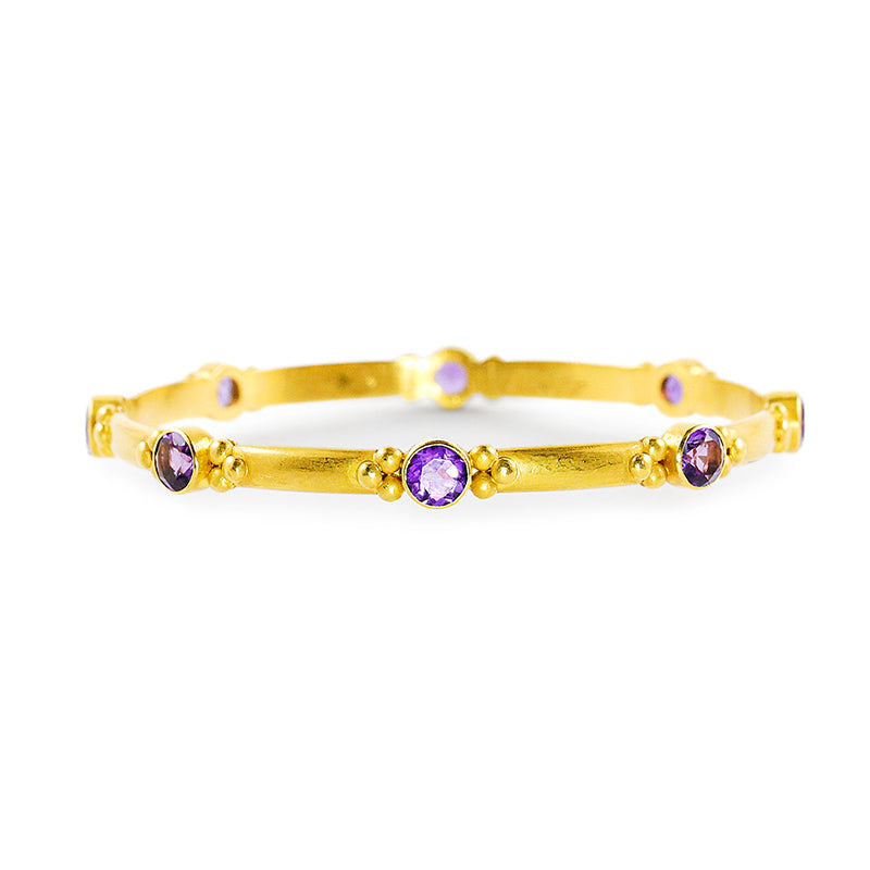 "Sharm" Bangle Bracelet (Amethyst, 22k, 18k Gold)