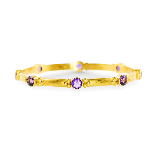 "Sharm" Bangle Bracelet (Amethyst, 22k, 18k Gold)