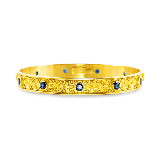 "Spiral" Bangle Bracelet (Blue Sapphire, 22k Gold) SOLD, MAY ORDER