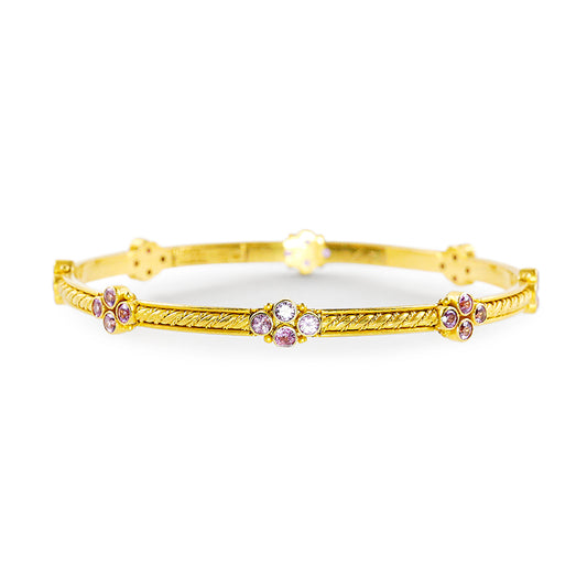 "Alhambra" Bangle Bracelet (Pink Sapphire, 22k Gold)