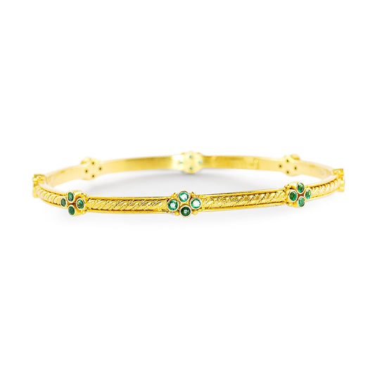 "Alhambra" Bangle Bracelet (Emerald, 22k Gold)
