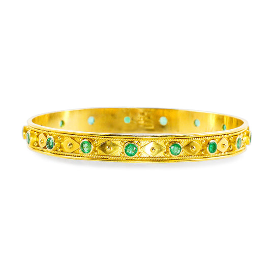 "Prince" Bangle Bracelet (Emerald, 22k Gold)