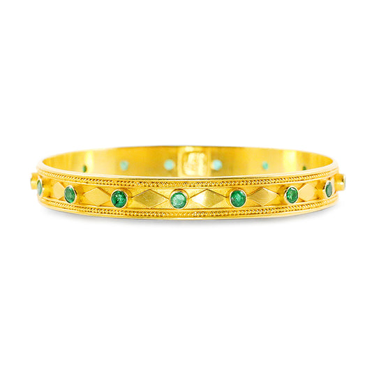 "Page" Bangle Bracelet (Emerald, 22k Gold) SOLD, MAY BE ORDERED