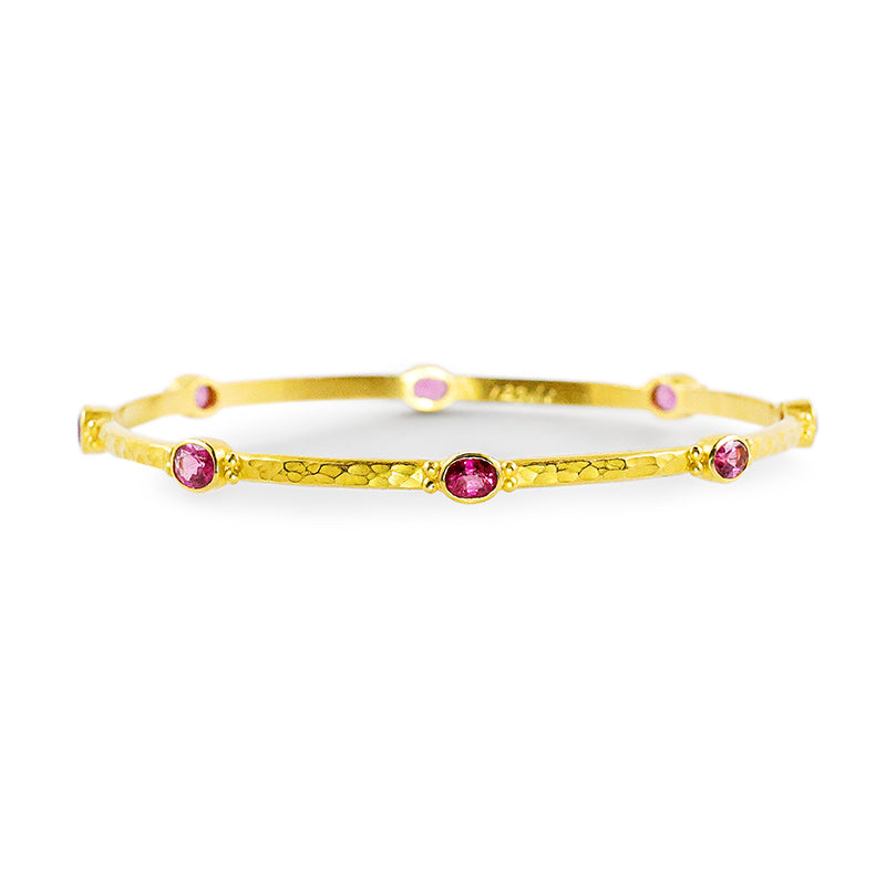 "Oman" Bangle Bracelet (Rubellite Tourmaline, 18k, 22k Gold)