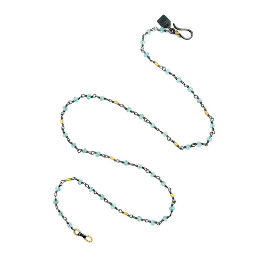 "Winona" Chain Necklace (Apatite, 22k, 18k Gold, Oxidized Sterling Silver)