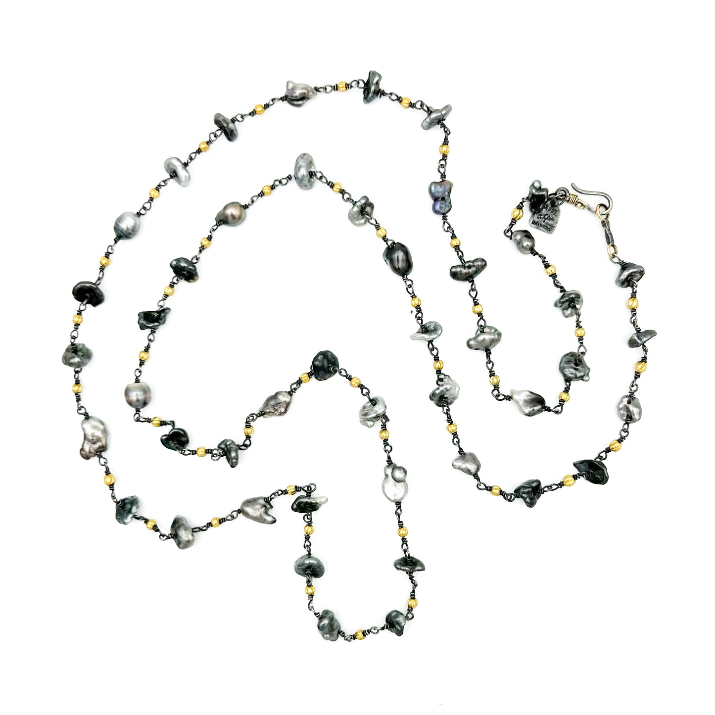 "Winona" Necklace (Tahitian Keshi Baroque Pearl, 18k Gold)