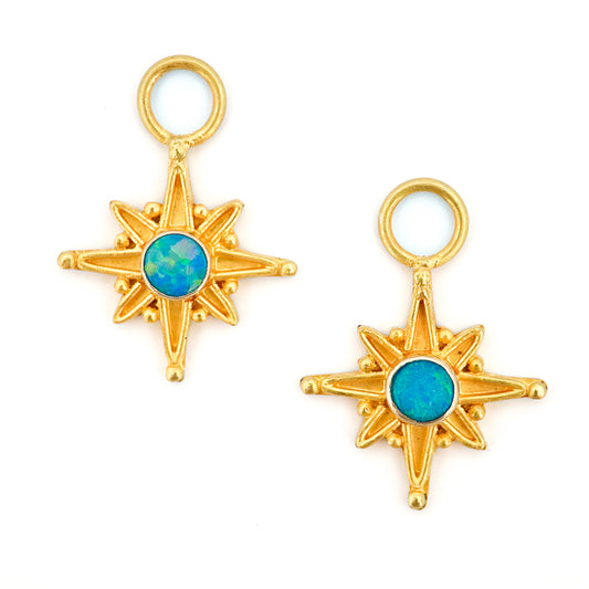 "Starlight" Earring Drops for Hoops (Australian Opal, 22k, 18k Gold)