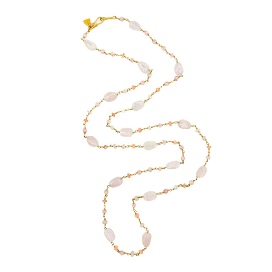 "Staccato" Necklace/Bracelet (Ethiopian Opal, Morganite, Quartz, 18k Gold)