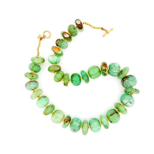 "Pumpkin Lola" Necklace (Chrysoprase, 22k, 18k Gold)