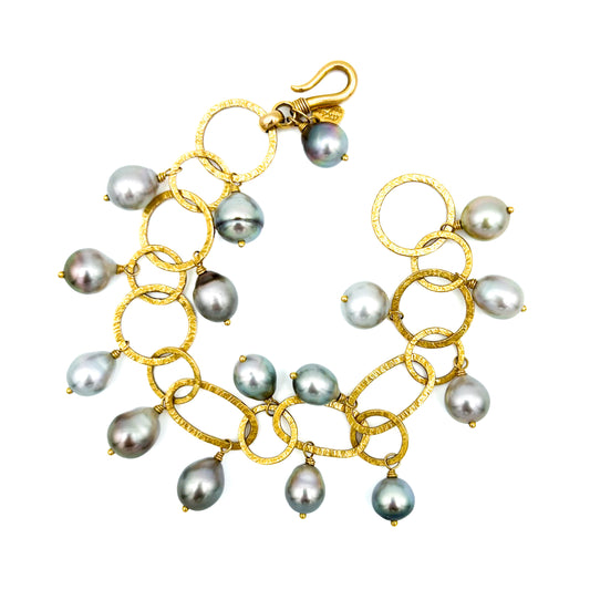 "Napoli" Link Bracelet (Tahitian Pearls, 18k Gold)