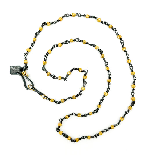 "Pattya Indian" Chain Necklace (18k Gold, Oxidized Sterling Silver)