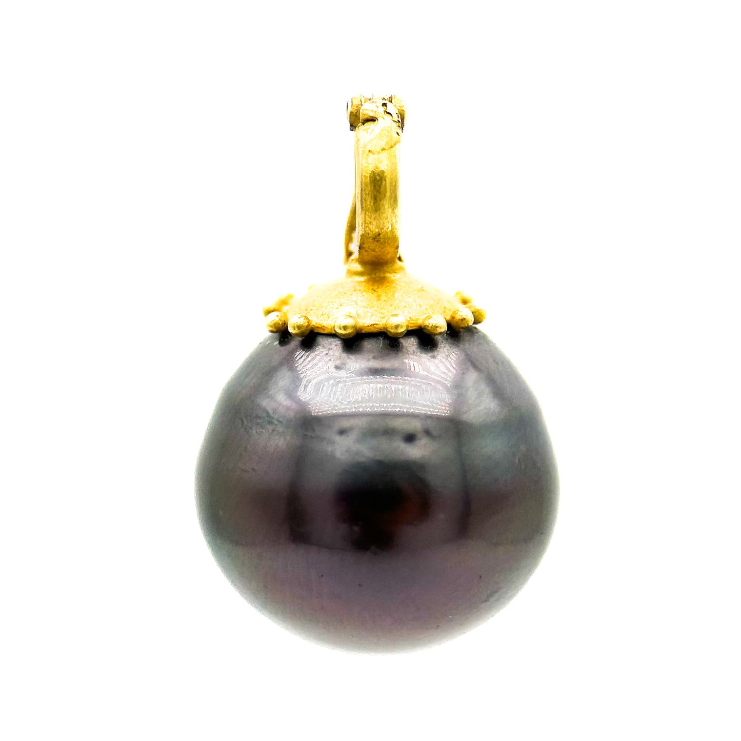 "Christine" Pendant (Tahitian Black Pearl, 22k, 18k Gold)