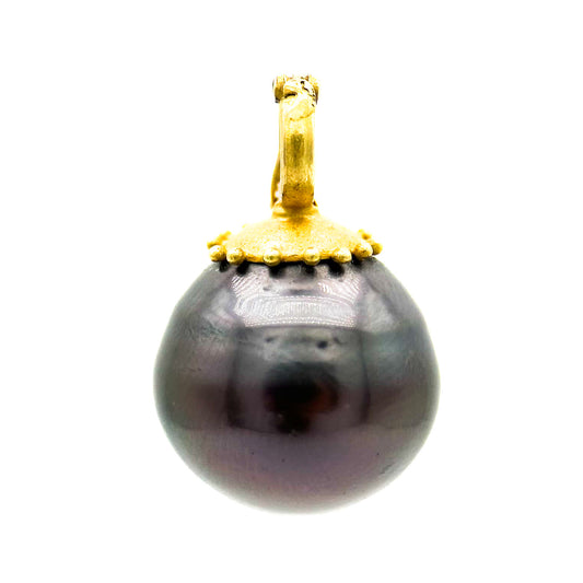 "Christine" Pendant (Tahitian Black Pearl, 22k, 18k Gold)