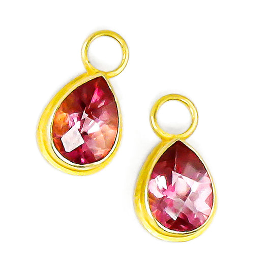 "Polos" Drops for Hoop Earrings (Pink Topaz, 22k Gold)