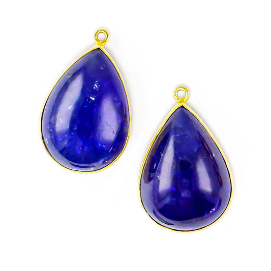"Polos" Drops for Hook Earrings (Tanzanite, 22k Gold)