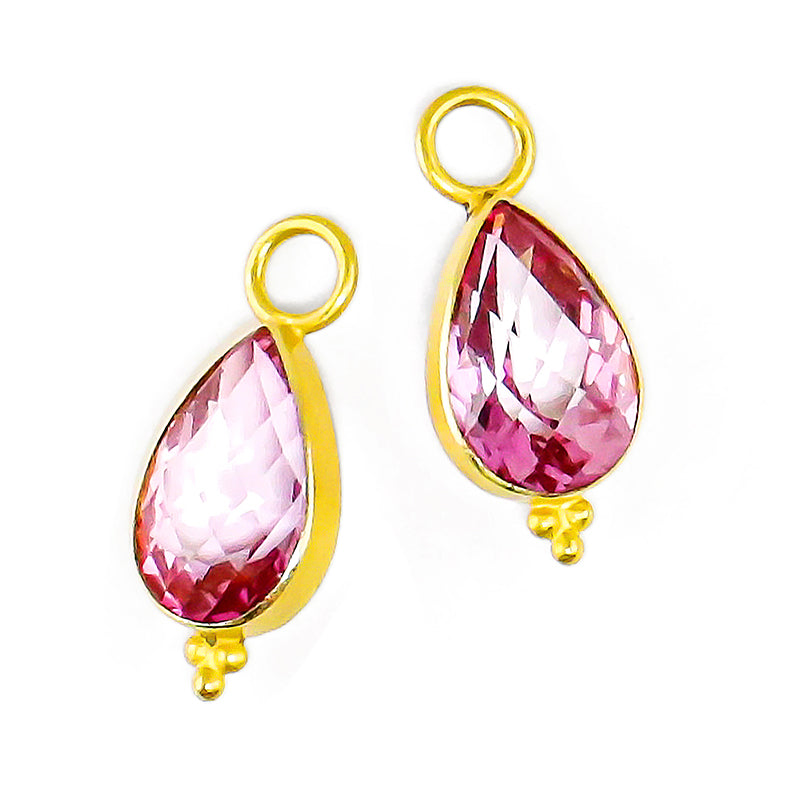 "Polos Jawan" Drops for Hoop Earrings (Pink Topaz, 18k, 22k Gold)
