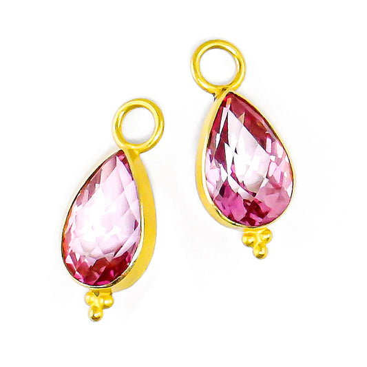 "Polos Jawan" Drops for Hoop Earrings (Pink Topaz, 18k, 22k Gold)