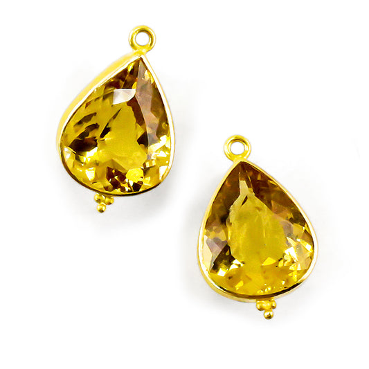 "Polos Jawan" Drops for Hook Earrings (Citrine, 18k, 22k Gold)