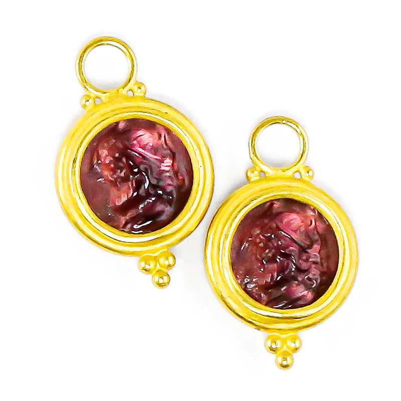 "Pisa" Drops for Hoop Earrings (Aubergine Venetian Glass, 18k, 22k Gold)