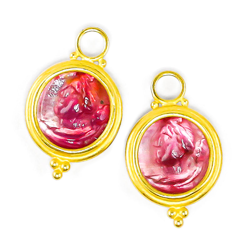 "Pisa" Drops for Hoop Earrings (Pink Venetian Glass, 18k, 22k Gold)