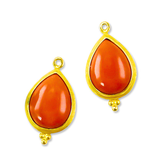 "Polos Jawan" Drops for Hook Earrings (Italian Coral, 18k, 22k Gold)