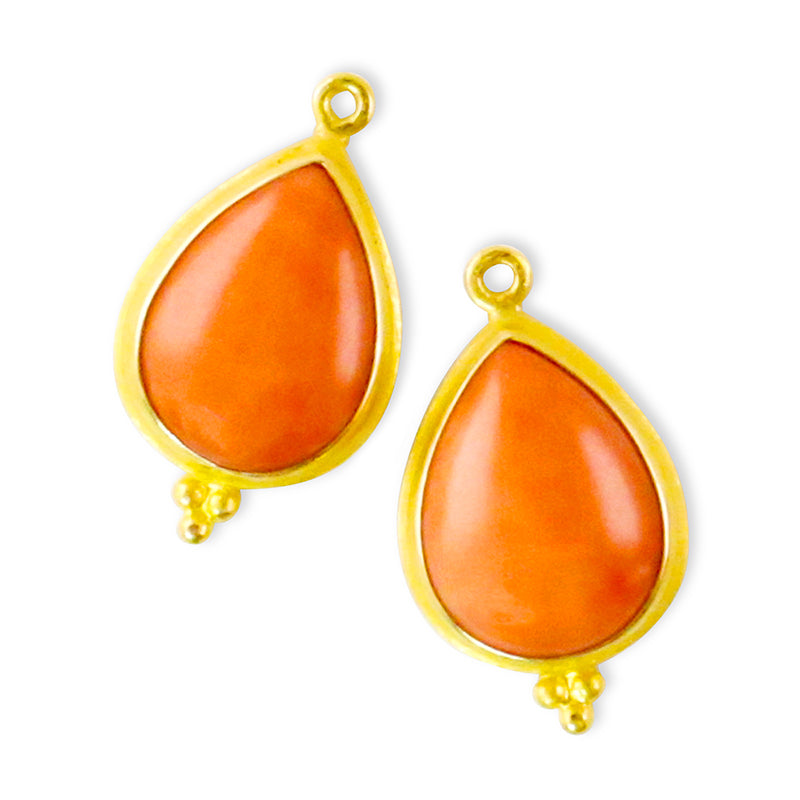 "Polos" Drops for Hook Earrings (Italian Coral, 22k, 18k Gold)