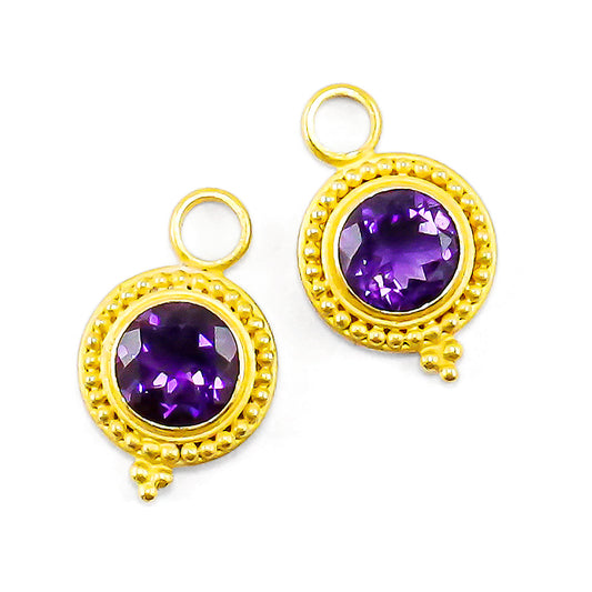"Sharon" Drops for Hoop Earrings (Amethyst, 18k, 22k Gold)