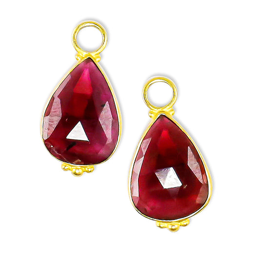 "Polos" Drops for Hoops (Red Garnet, 18k, 22k Gold)
