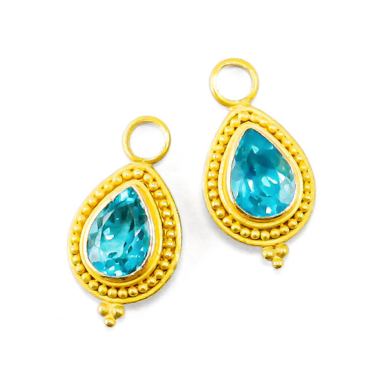 "Sharon" Drops for Hoop Earrings (Apatite, 18k, 22k Gold)