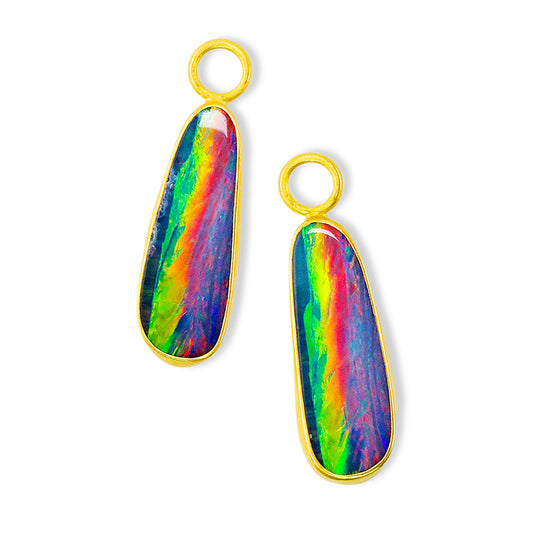 "Polos" Drops for Hoop Earrings (Australian Opal, 18k Gold)