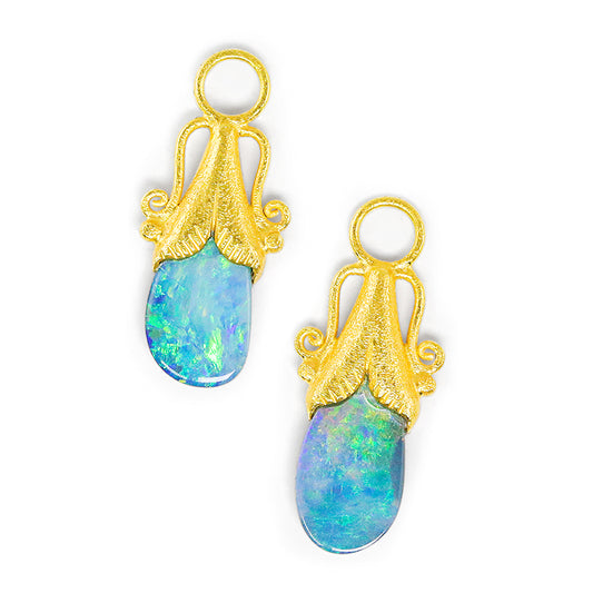 "Kilauea" Drops for Hoop Earrings (Australian Opal, 18k, 22k Gold)
