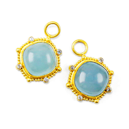 "Sardinia" Drops for Hoop Earrings (Aquamarine, White Sapphire, 18k, 22k Gold)