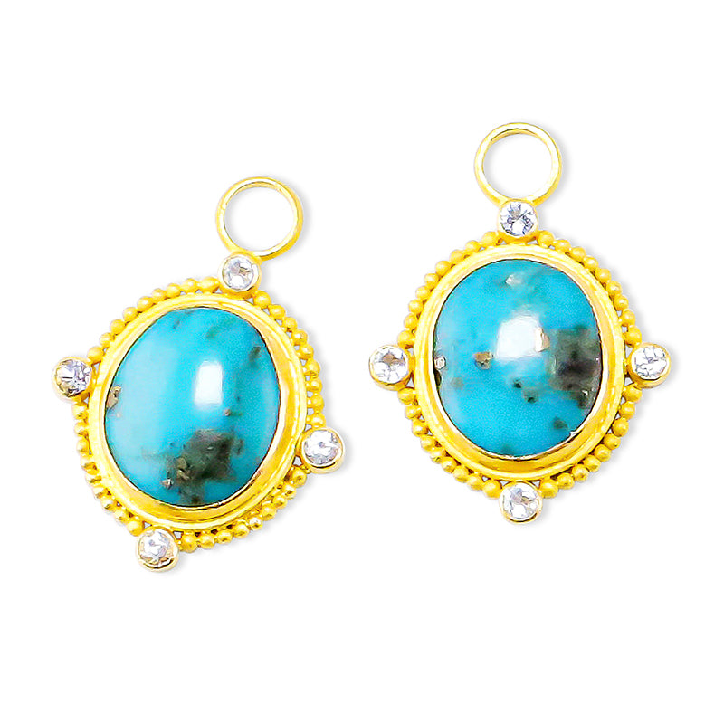 "Sardinia" Drops for Hoop Earrings (Turquoise, White Sapphire 18k, 22k Gold)