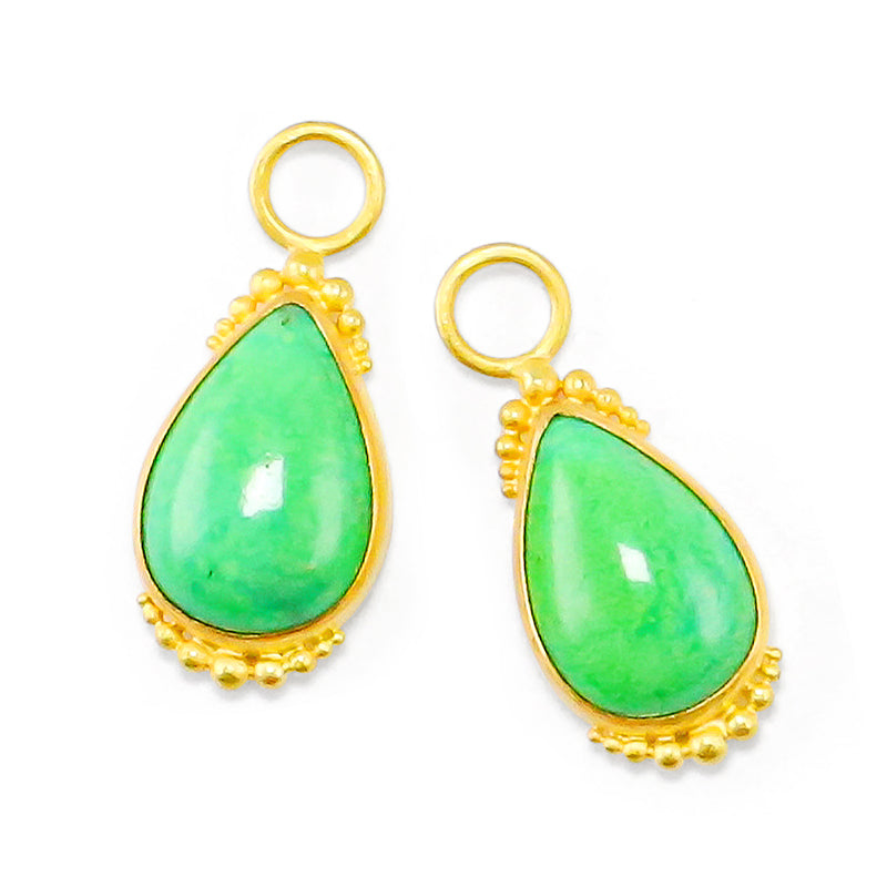 "Tirta Ganga" Drops for Hoop Earrings (Green Turquoise, 18k, 22k Gold)