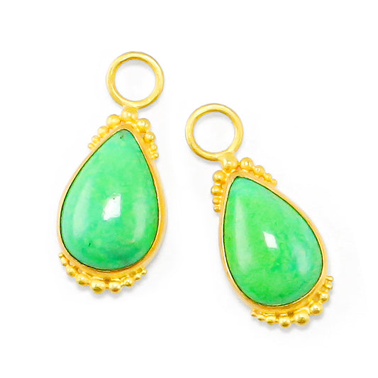 "Tirta Ganga" Drops for Hoop Earrings (Green Turquoise, 18k, 22k Gold)