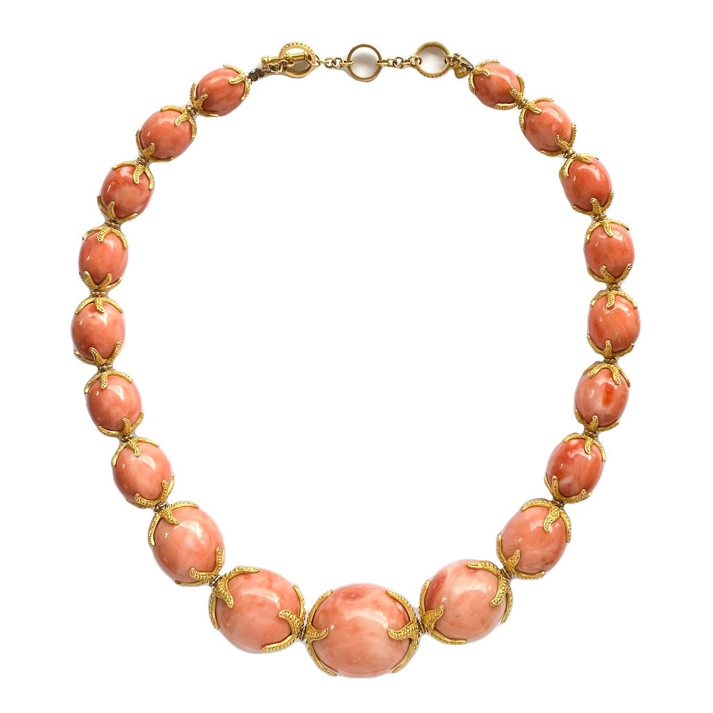 "Starfish" Necklace (Italian Coral, 22k Gold, 18k Gold)