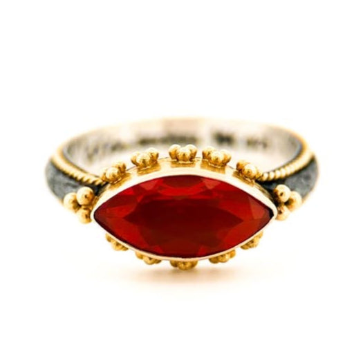 "Prague Twinkler" Ring (Mexican Fire Opal, 22k Gold, Sterling Silver)