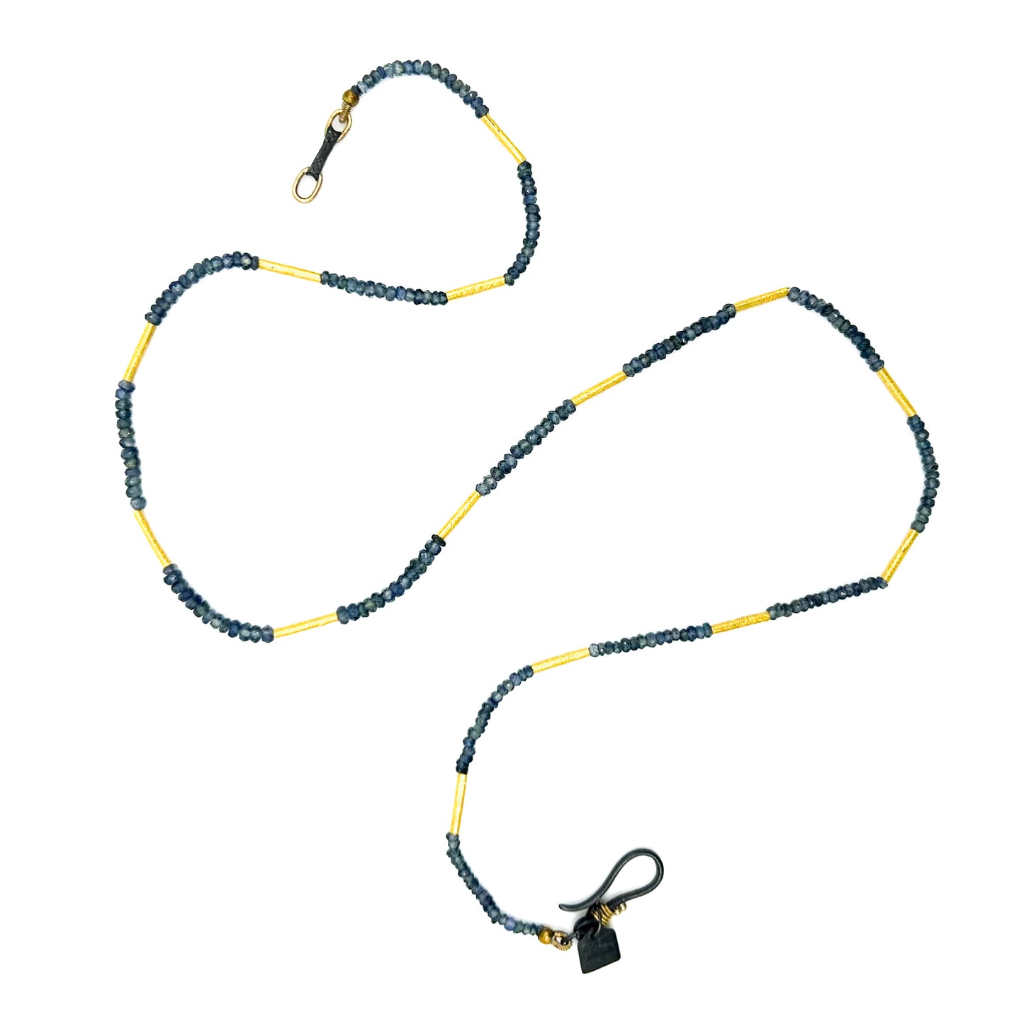 "Whisper" Necklace (Blue Sapphire Beads, 22k, 18k Gold)